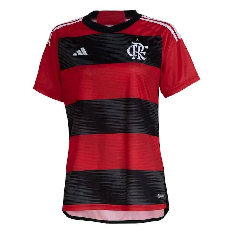 Camisa Flamengo Home 23/24 s/n° Torcedor Feminina - Preto e Vermelho