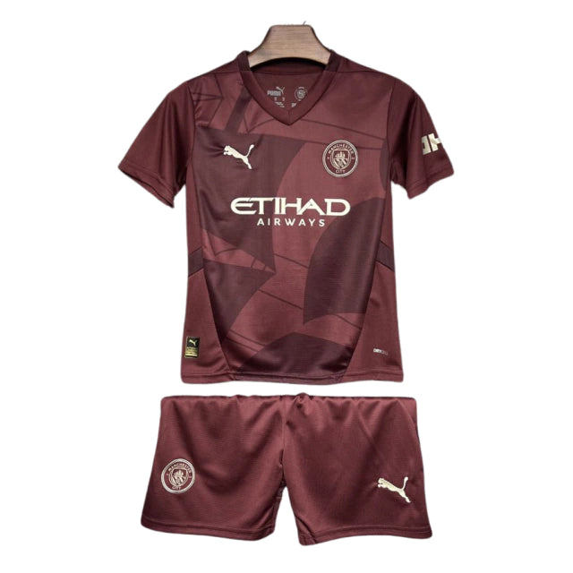 Conjunto Infantil Manchester City Third 24/25 - Vinho