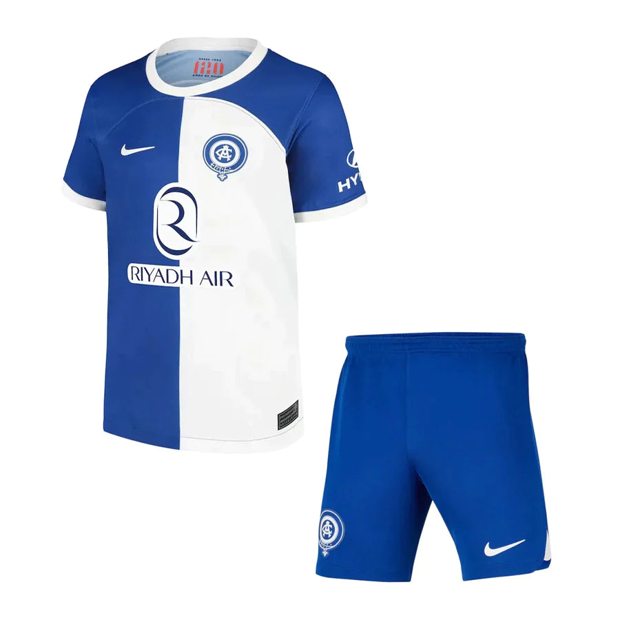 Conjunto Infantil Atlético de Madrid Away 23/24 - Azul e Branco