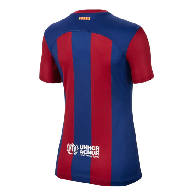 Camisa Barcelona Home 23/24 s/nº Torcedor Feminina - Azul e Grená